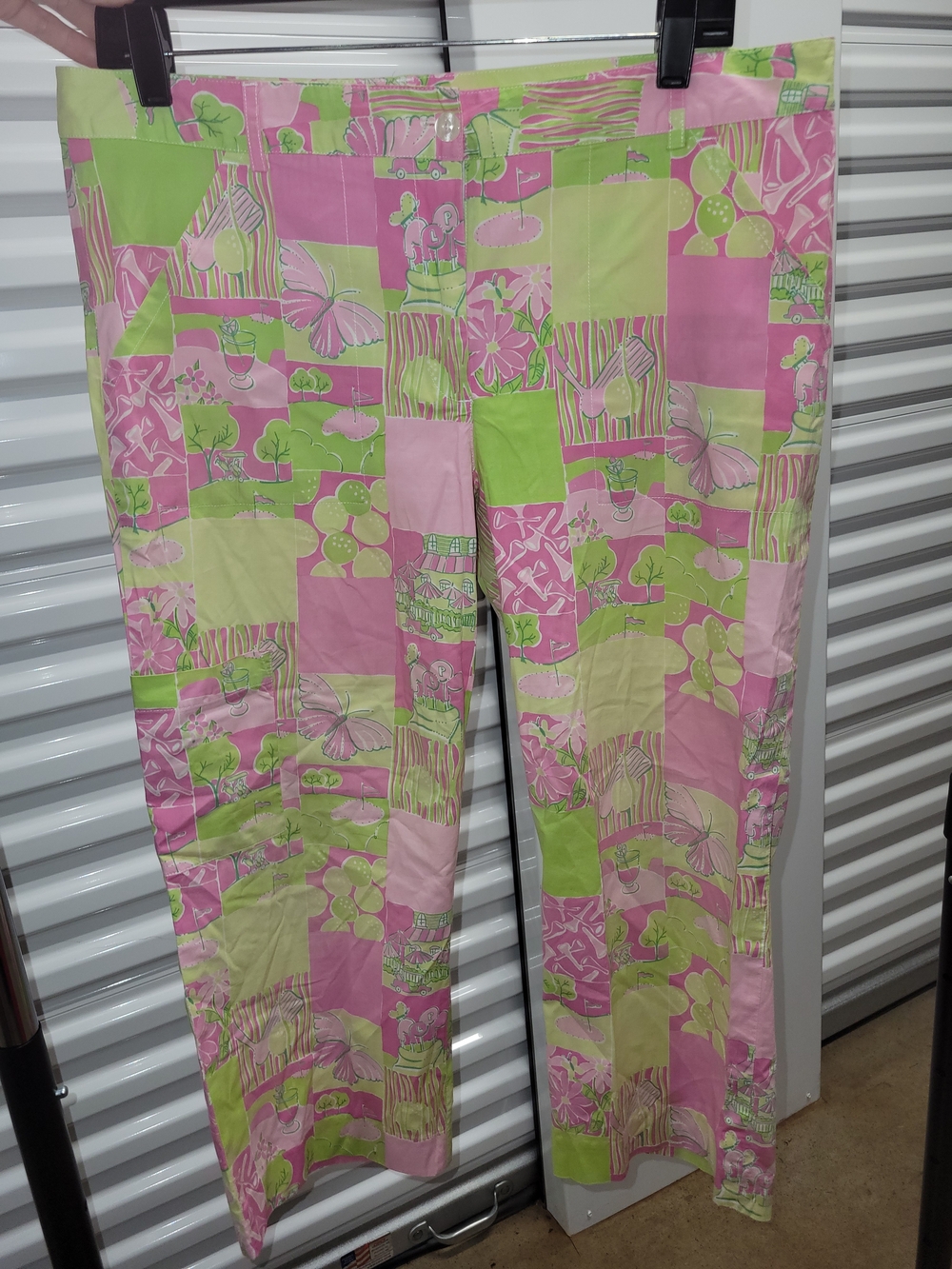 Lilly Pulitzer Capri Pants Womens Size 12 Golf Patchwork Print Vintage Preppy